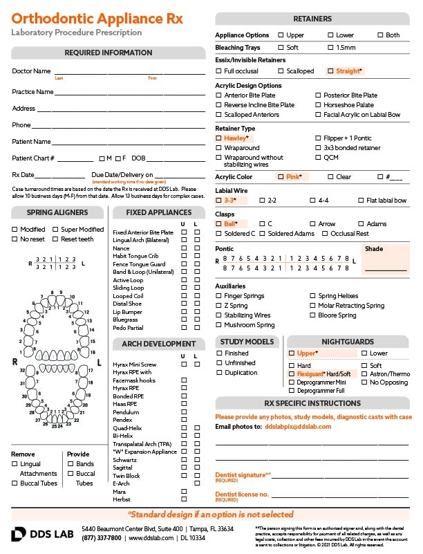 Dental Lab Slip Templates | Rx Forms | DDS Lab